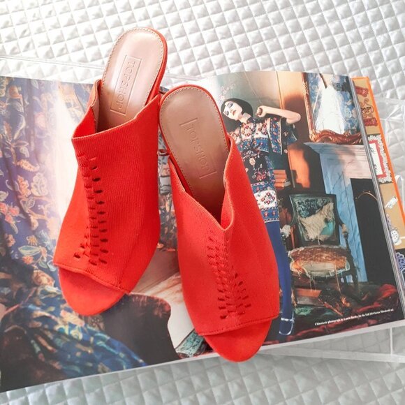 NWOT Topshop orange red stretch heeled mules EU40 - Picture 6 of 16